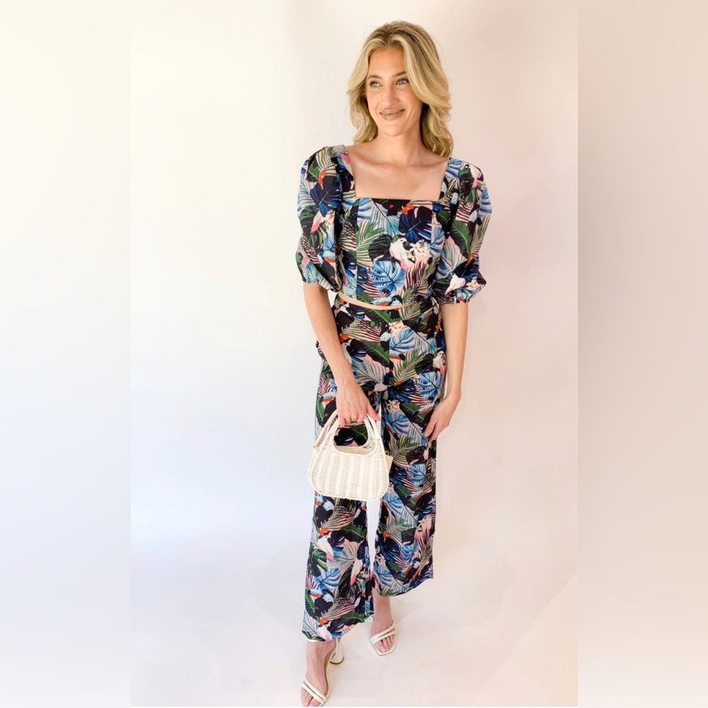 Boutique Sale! NWT! JADE by Melody Tam • Jungle Palazzo 2 PC Set • Toucan • S M